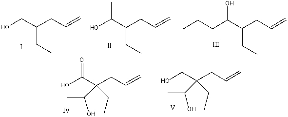 Predict the product for the following reaction sequence.     A)  I B)  II C)  III D)  IV E)  V