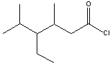 What is the IUPAC name for the following compound?   A) 3-ethyl-2,4-dimethylpentanoyl chloride B) 4-ethyl-3,5-dimethylpentanoyl chloride C) 3-ethyl-2,4-dimethylhexanoyl chloride D) 4-ethyl-3,5-dimethylhexanoyl chloride E)  none of these