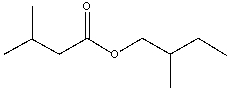 What is the IUPAC name for the following compound?   A)  2-methylbutyl 3-methylbutanoate B)  3-methylbutyl 3-methylbutanoate C)  2-methylbutyl isovalerate D)  2-methylbutyl 2-methylbutanoate E)  none of these