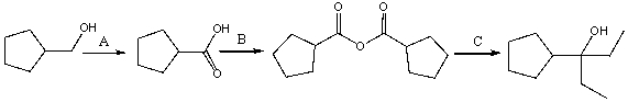 Provide the reagents necessary to carry out the following reaction sequence.  