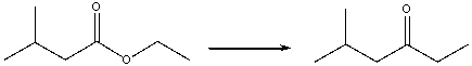Using ethyl 3-methylbutanoate as your only source of carbon and using any other reagents necessary, propose a stepwise synthesis for the following conversion.  