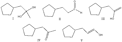 Predict the product for the following reaction.     A)  I B)  II C)  III D)  IV E)  V