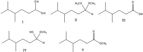 Predict the product for the following reaction.     A)  I B)  II C)  III D)  IV E)  V