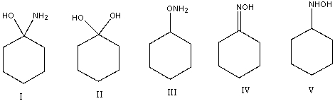 Predict the product for the following reaction.     A)  I B)  II C)  III D)  IV E)  V