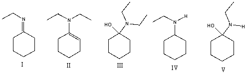 Predict the product for the following reaction sequence.     A)  I B)  II C)  III D)  IV E)  V
