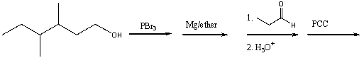 Predict the product for the following reaction sequence.   A)  6,7-dimethyl-3-nonanol B)  6,7-dimethyl-3-nonanone C)  6,7-dimethyl-3-nonanal D)  3,4-dimethyl-7-nonanol E)  3,4-dimethyl-7-nonanone