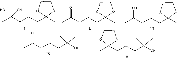 Provide the product for the following reaction     A)  I B)  II C)  III D)  IV E)  V