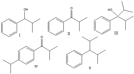 Predict the product for the following reaction sequence:     A)  I B)  II C)  III D)  IV E)  V