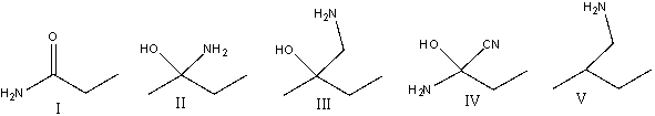 Predict the product of the following reaction sequence,     A)  I B)  II C)  III D)  IV E)  V