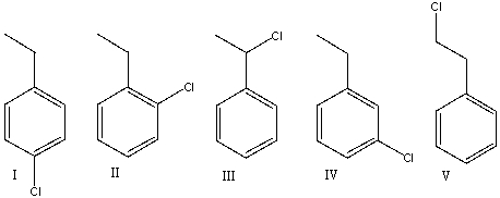 Predict the major product for the following reaction.     A)  I B)  II C)  III D)  IV E)  V