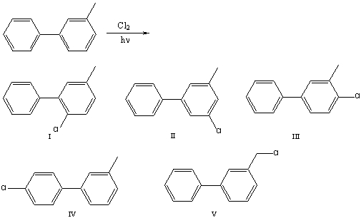 Provide the structure of the major product(s)  for the following reaction.   A)  I B)  II C)  III D)  IV E)  V