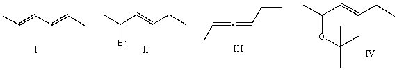 Predict the product for the following reaction.     A)  I B)  II C)  III D)  IV E)  both I & III