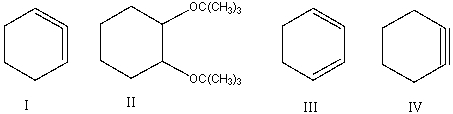 Predict the product for the following reaction.     A)  I B)  II C)  III D)  IV E)  both I & III
