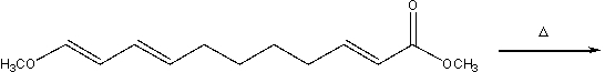 Predict the major product for the following intramolecular Diels-Alder reaction and provide a curved arrow mechanism for the formation of the product.  
