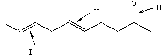 Rank absorption of the indicated bonds in decreasing (highest to lowest)  order of wavenumber.   A)  III>II>I B)  I>II>III C)  II>I>III D)  III>I>II E)  none of these