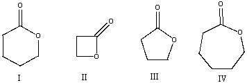 Which of the following compounds will have the highest wavenumber for carbonyl absorption?   A)  I B)  II C)  III D)  IV