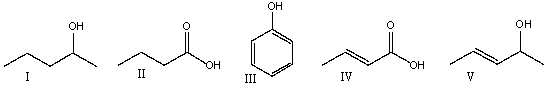 Which one of the following compounds is consistent with the following IR spectrum?   SDBS: National Institute of Advanced Industrial Science and Technology   A)  I B)  II C)  III D)  IV E)  V