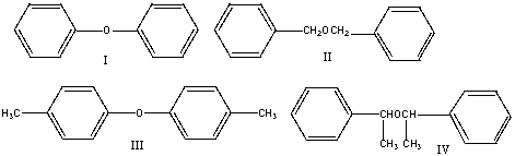 What is the correct structure for dibenzyl ether?     A)  I B)  II C)  III D)  IV E)  none of these