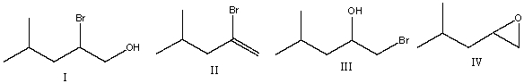 Predict the product for the following reaction.     A)  I B)  II C)  III D)  IV