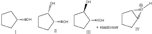 Predict the product(s)  for the following reaction.     A)  I B)  II C)  III D)  IV E)  none of these
