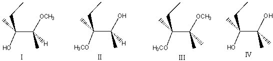 Predict the product(s)  for the following reaction.     A)  I B)  II C)  III D)  IV E)  none of these