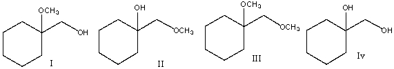 Predict the product(s)  for the following reaction.     A)  I B)  II C)  III D)  IV E)  none of these