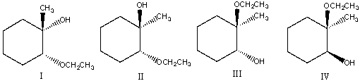 Predict the product(s)  for the following reaction.     A)  I B)  II C)  III D)  IV E)  none of these