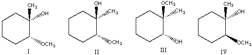 Predict the product(s)  for the following reaction.     A)  I B)  II C)  III D)  IV E)  none of these
