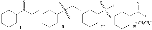 Predict the major product for the following reaction.     A)  I B)  II C)  III D)  IV E)  none of these