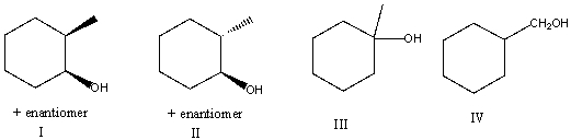 Predict the product(s)  for the following reaction.     A)  I B)  II C)  III D)  IV E)  None of these