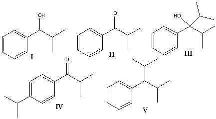 Provide the product for the following reaction sequence:     A)  I B)  II C)  III D)  IV E)  V
