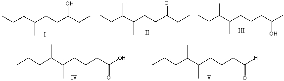 Predict the product, for the following reaction sequence,     A)  I B)  II C)  III D)  IV E)  V