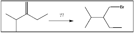 For the transformation shown, select the most appropriate reagent(s)  to effect the change.   A)  HBr B)  Br<sub>2</sub>/h \nu  C)  Br<sub>2</sub>/ROOR D)  HBr/ROOR E)  h \nu  /NBS 