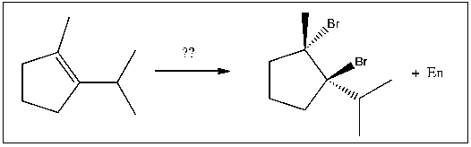  For the transformation shown, select the most appropriate reagent(s)  to effect the change.   A)  HBr B)  Br<sub>2</sub>/h \nu  C)  Br<sub>2</sub> D)  HBr/ROOR E)  h \nu  /NBS 