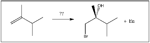  For the transformation shown, select the most appropriate reagent(s)  to effect the change.   A)  HBr B)  Br<sub>2</sub>/H<sub>2</sub>O C)  Br<sub>2</sub> D)  HBr/ROOR E)  h \nu  /NBS 