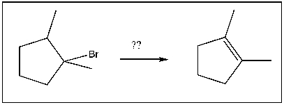 For the transformation shown, select the most appropriate reagent(s)  to effect the change.   A)  NaOtBu B)  HBr C)  H<sub>2</sub>SO<sub>4</sub> D)  NaOH E)  NaSH