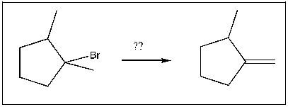 For the transformation shown, select the most appropriate reagent(s)  to effect the change.   A)  NaOtBu B)  HBr C)  H<sub>2</sub>SO<sub>4</sub> D)  NaOH E)  NaSH