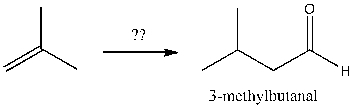 Which of the following sequences efficiently converts 2-methylpropene and sodium acetylide into 3-methylbutanal?   A)  1)  HBr; 2)  NaCCH; 3)  O<sub>3</sub>; 4)  H<sub>2</sub>O B)  1)  HBr; 2)  NaCCH; 3)  O<sub>3</sub>; 4)  DMS C)  1)  HBr, ROOR; 2)  NaCCH; 3)  O<sub>3</sub>; 4)  H<sub>2</sub>O D)  1)  HBr, ROOR; 2)  NaCCH; 3)  H<sub>2</sub>/Ni<sub>2</sub>B 4)  O<sub>3</sub>; 5)  DMS E)  1)  NaCCH; 2)  H<sub>2</sub>/Ni<sub>2</sub>B; 3)  O<sub>3</sub>; 4)  DMS