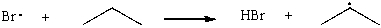 Which term most accurately describes the process shown below?   A)  coupling B)  proton transfer C)  halogen abstraction D)  hydrogen abstraction E)  homolytic cleavage