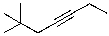 What is the IUPAC name for the molecule shown below?   A)  4,4-dimethyl-2-pentyne B)  2,2-dimethyl-4-heptyne C)  1-tert-butyl-3-heptyne D)  6,6-dimethyl-3-heptyne E)  6,6,6-trimethyl-3-hexyne
