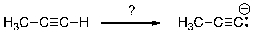 Which of the bases below would result in the most complete deprotonation of the alkyne, shown in the reaction below?   A)  NaOCH<sub>2</sub>CH<sub>3</sub> (sodium ethoxide)  B)  t-BuONa (sodium tert-butoxide)  C)  NaH (sodium hydride)  D)  NaHCO<sub>3</sub> (sodium bicarbonate)  E)  NaOH (sodium hydroxide) 