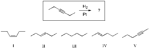 For the reaction shown, select the expected major organic product.   A)  I B)  II C)  III D)  IV E)  V