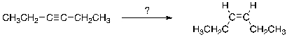 Select the reagent(s)  expected to accomplish the transformation shown below.   A)  H<sub>2</sub>, Ni B)  H<sub>2</sub>, Ni<sub>2</sub>B C)  H<sub>2</sub>, Lindlar's catalyst D)  A and B E)  B and C