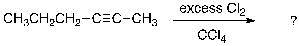 What is the major product of the reaction shown below?   A)  (E) -2,3-Dichloro-2-hexene B)  (Z) -2,3-Dichloro-2-hexene C)  2,2-Dichlorohexane D)  3,3-Dichlorohexane E)  2,2,3,3-Tetrachlorohexane