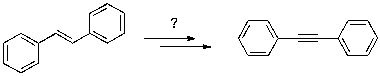 Which sequence of reagents would be expected to accomplish the transformation shown?   A)  1)  HBr; 2)  2 NaNH<sub>2</sub> B)  1)  Br<sub>2</sub>; 2)  2 NaNH<sub>2</sub> C)  1)  Br<sub>2</sub>, H<sub>2</sub>O; 2)  NaNH<sub>2</sub> D)  1)  HBr/ROOR; 2)  excess NaNH<sub>2</sub> E)  1)  Na, NH<sub>3</sub>(l) 