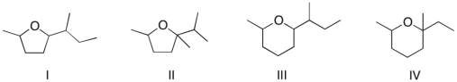 Which of the following is the major product of the reaction shown?     A)  I B)  II C)  III D)  IV