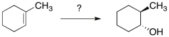 What reagents are needed to accomplish the following transformation?   A)  H<sub>2</sub>O/H<sup>+</sup> B)  H<sub>2</sub>O/Peroxide C)  OH<sup>-</sup> D)  BH<sub>3</sub><sup>.</sup>THF E)  1. BH<sub>3</sub><sup>.</sup>THF, 2. HO<sup>-</sup>, H<sub>2</sub>O<sub>2</sub>, H<sub>2</sub>O