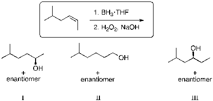 What is (are)  the expected major product(s)  for the following reaction sequence?   A)  I B)  II C)  III D)  I and II E)  I and III