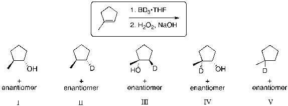 What is the expected major product for the following reaction sequence?   A)  I B)  II C)  III D)  IV E)  V
