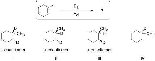 Identify the major organic product generated from the reaction shown.   A)  I B)  II C)  III D)  IV